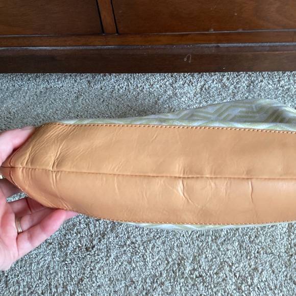 VIA SPIGA: Cream Leather/Canvas Large Shoulder Bag with Braided Handle- SEE PICS - Picture 7 of 16